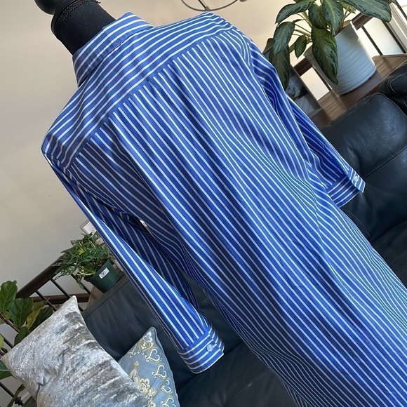 Jones New York Dress Women Size S Blue White Striped Button Front Shirt Dress - Picture 6 of 12
